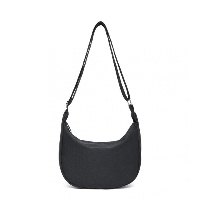 S2314 - Water-resistant Portable Crescent Shoulder Cross Body Bag - Black