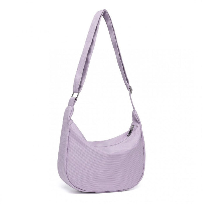 S2314 - Water-resistant Portable Crescent Shoulder Cross Body Bag - Purple