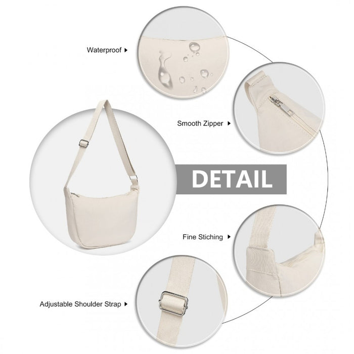 S2415 - Portable Water-resistant Nylon Crossbody Bag With Comfortable Cotton Strap - Beige