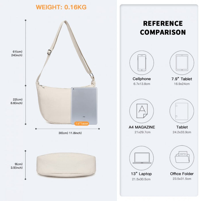 S2415 - Portable Water-resistant Nylon Crossbody Bag With Comfortable Cotton Strap - Beige