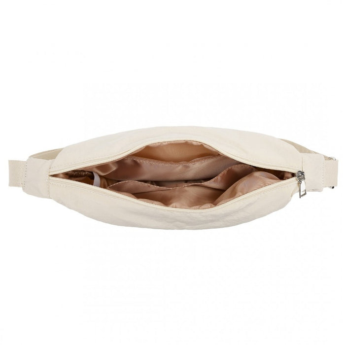 S2415 - Portable Water-resistant Nylon Crossbody Bag With Comfortable Cotton Strap - Beige