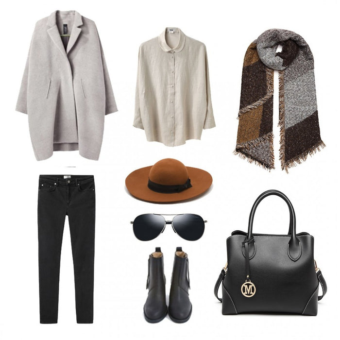 S6427 - Women Ladies Fashion Plaid Scarf Blanket Winter Warm Wrap Shawl - Coffee