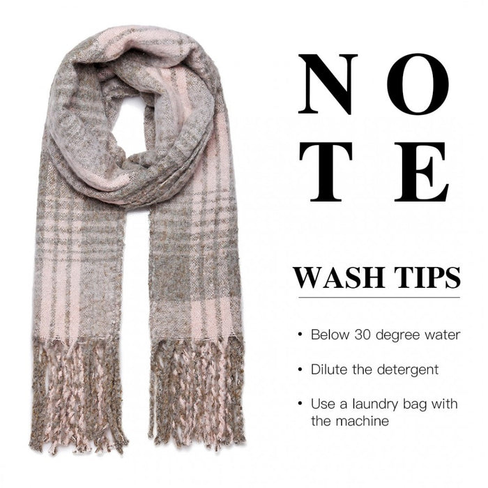 S6429 - Stylish Soft Warm Wrap Check Print Shawl Scarf - Grey