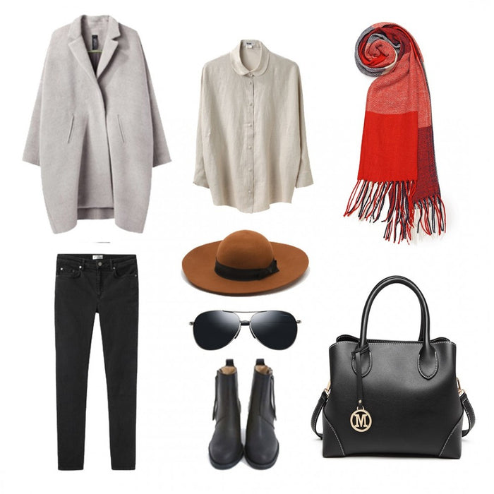 S6430 - Women Fashion Long Shawl Grid Tassel Winter Warm Lattice Large Scarf - Red