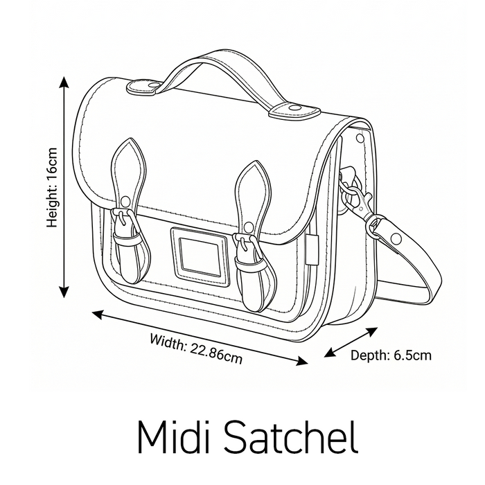 Leather Midi Satchel - Red