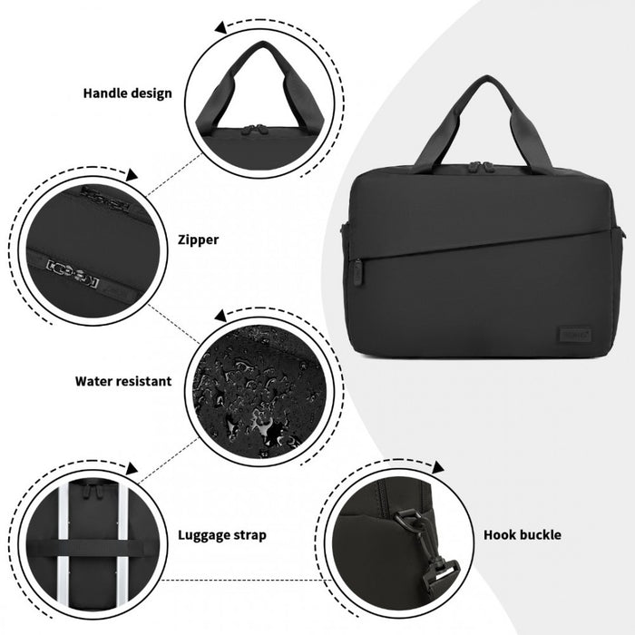 TVK2444 - Kono Water-Resistant Travel Bag with Laptop Sleeve Multi-Functional Tote for Business and Weekend Large Capacity for Men and Women - Black