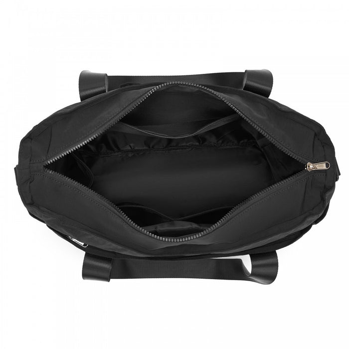 TVK2515 - Kono Comfortable and Easy-Carry Large-Capacity Travel Tote with Laptop Sleeve, Trolley Sleeve and Crossbody Strap - Black