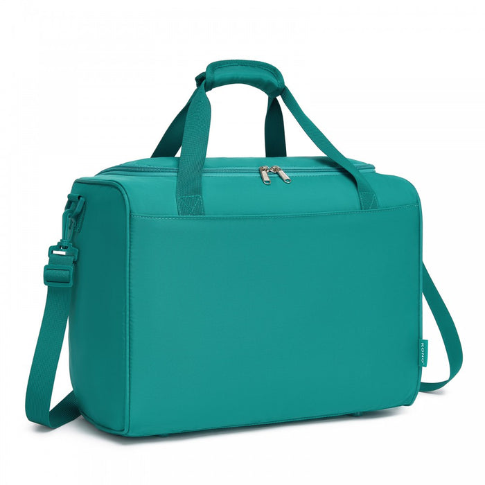 TVK2521 - Kono Compact and Lightweight 40×30×20 Personal-Item Travel Bag - U-Zip Wide Opening And Trolley Sleeve - Blue and Green