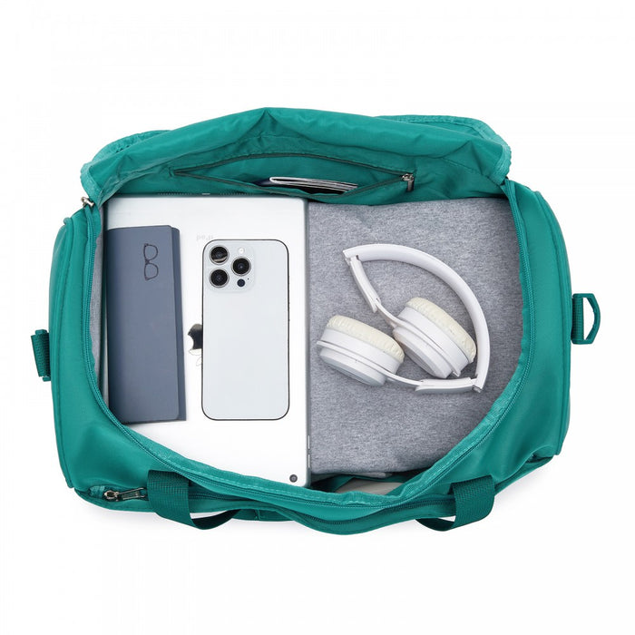 TVK2521 - Kono Compact and Lightweight 40×30×20 Personal-Item Travel Bag - U-Zip Wide Opening And Trolley Sleeve - Blue and Green