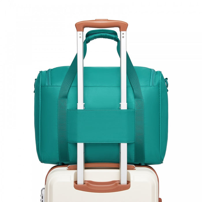 TVK2521 - Kono Compact and Lightweight 40×30×20 Personal-Item Travel Bag - U-Zip Wide Opening And Trolley Sleeve - Blue and Green