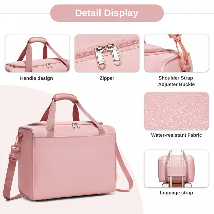 TVK2521 - Kono Compact and Lightweight 40×30×20 Personal-Item Travel Bag - U-Zip Wide Opening And Trolley Sleeve - Nude