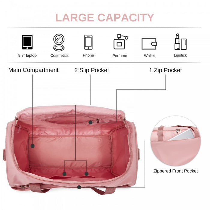 TVK2521 - Kono Compact and Lightweight 40×30×20 Personal-Item Travel Bag - U-Zip Wide Opening And Trolley Sleeve - Nude