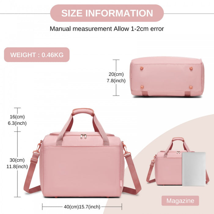 TVK2521 - Kono Compact and Lightweight 40×30×20 Personal-Item Travel Bag - U-Zip Wide Opening And Trolley Sleeve - Nude