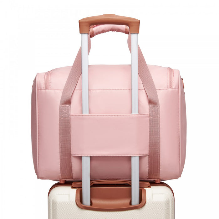 TVK2521 - Kono Compact and Lightweight 40×30×20 Personal-Item Travel Bag - U-Zip Wide Opening And Trolley Sleeve - Nude