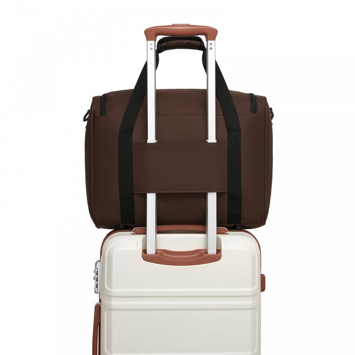 TVK2526 - Kono Spacious Airline-Approved Cabin Travel Duffel (40×30×20 cm) - Roomy Weekender with U-Zip Opening - Brown