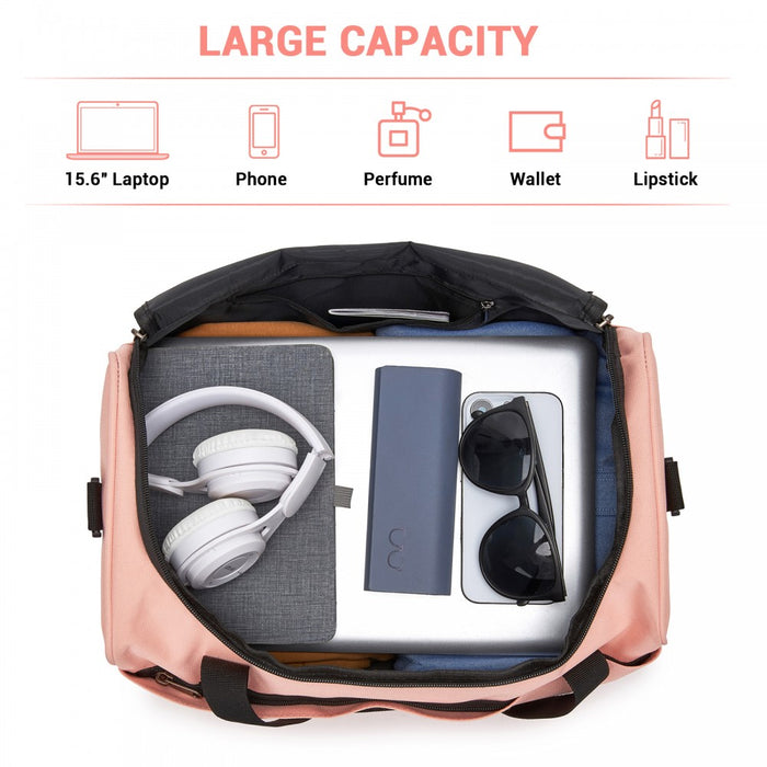 TVK2526 - Kono Spacious Airline-Approved Cabin Travel Duffel (40×30×20 cm) - Roomy Weekender with U-Zip Opening - Pink