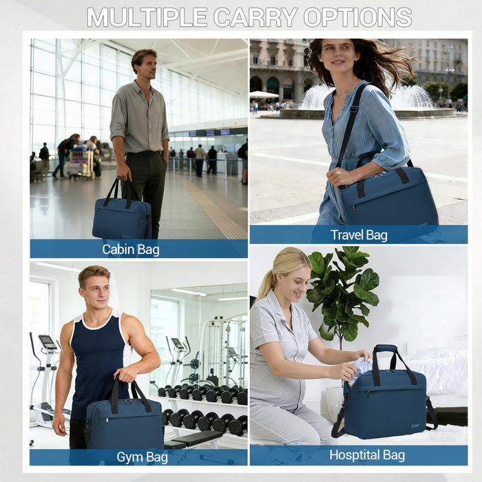TVK2560 - Kono 40×30×20 cm Large-Capacity Travel Bag–Airline-Approved Underseat Cabin Bag,Perfect for Fitness,Travel,and Weekend Getaways - Navy