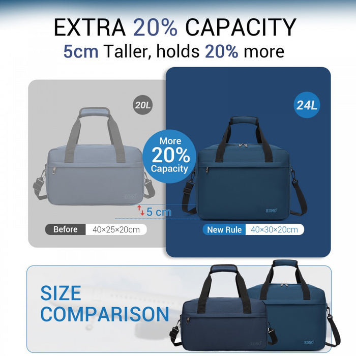 TVK2560 - Kono 40×30×20 cm Large-Capacity Travel Bag–Airline-Approved Underseat Cabin Bag,Perfect for Fitness,Travel,and Weekend Getaways - Navy