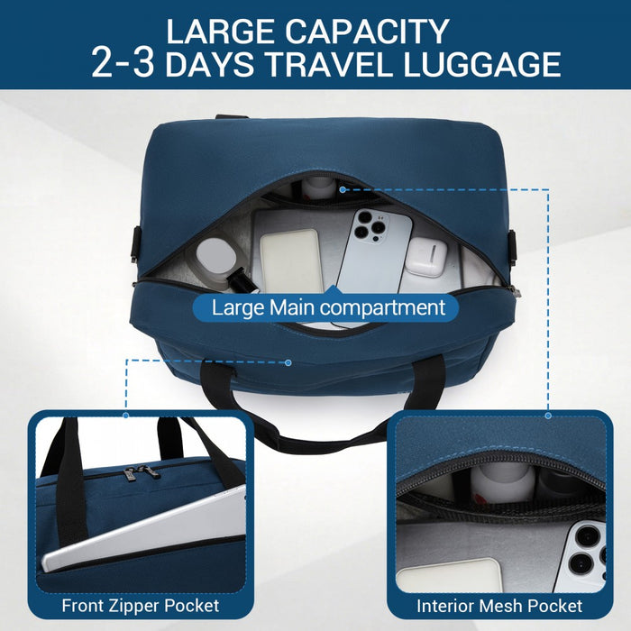 TVK2560 - Kono 40×30×20 cm Large-Capacity Travel Bag–Airline-Approved Underseat Cabin Bag,Perfect for Fitness,Travel,and Weekend Getaways - Navy