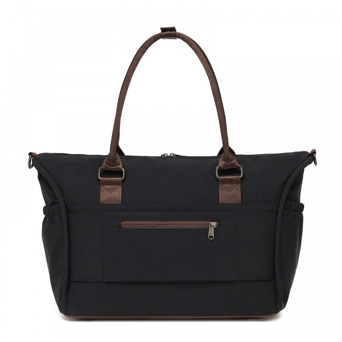 TVM2520 - Miss Lulu Stylish Quilted Color-Blocked Cabin Travel Bag with Dry-wet separation compartment & Trolley Sleeve - Black