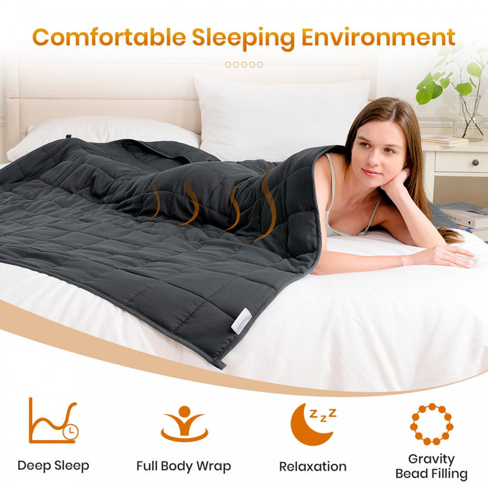 W-BLANKET - Good Nite Weighted Blanket 150×200 cm - Glass Beads, Breathable Microfibre, Even Weight for Calm, Cosy Sleep - Grey