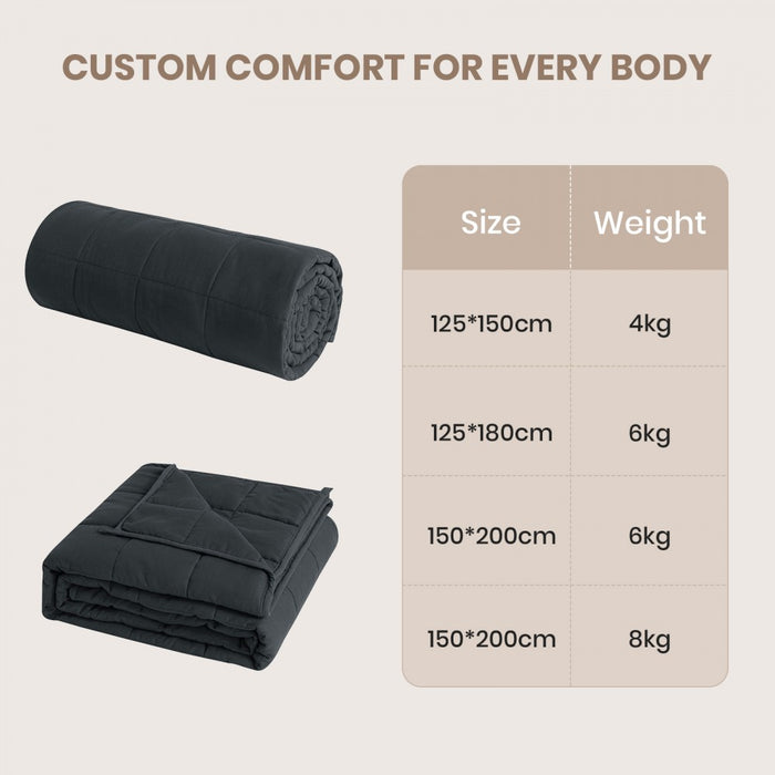 W-BLANKET - Good Nite Weighted Blanket 125×180 cm - Glass Beads, Breathable Microfibre, Even Weight for Calm, Cosy Sleep - Grey