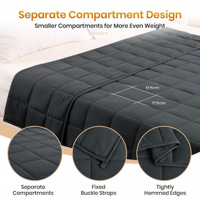 W-BLANKET - Good Nite Weighted Blanket 150×200 cm - Glass Beads, Breathable Microfibre, Even Weight for Calm, Cosy Sleep - Grey