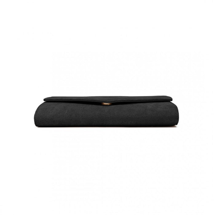 WTM2432 - Miss Lulu Luxurious Envelope-Style Evening Clutch with Elegant Detachable Metal Chain Strap - Black