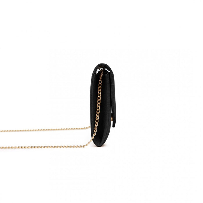 WTM2432 - Miss Lulu Luxurious Envelope-Style Evening Clutch with Elegant Detachable Metal Chain Strap - Black