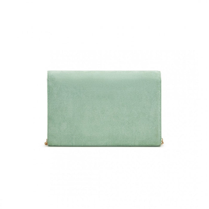 WTM2432 - Miss Lulu Luxurious Envelope-Style Evening Clutch with Elegant Detachable Metal Chain Strap - Green