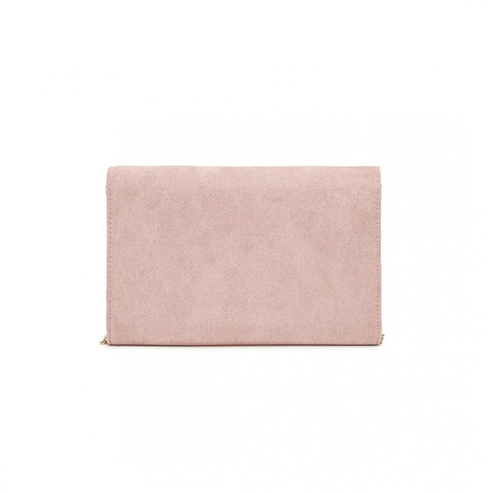 WTM2432 - Miss Lulu Luxurious Envelope-Style Evening Clutch with Elegant Detachable Metal Chain Strap - Pink