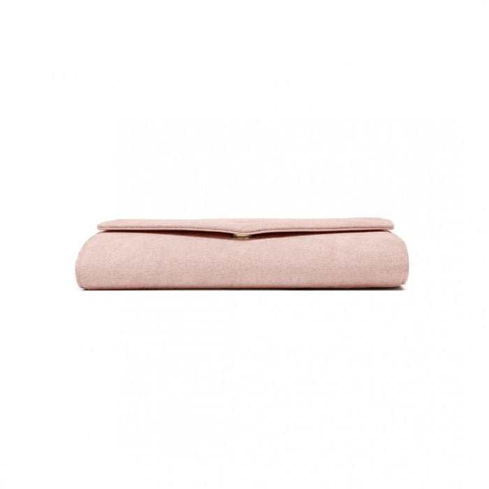 WTM2432 - Miss Lulu Luxurious Envelope-Style Evening Clutch with Elegant Detachable Metal Chain Strap - Pink