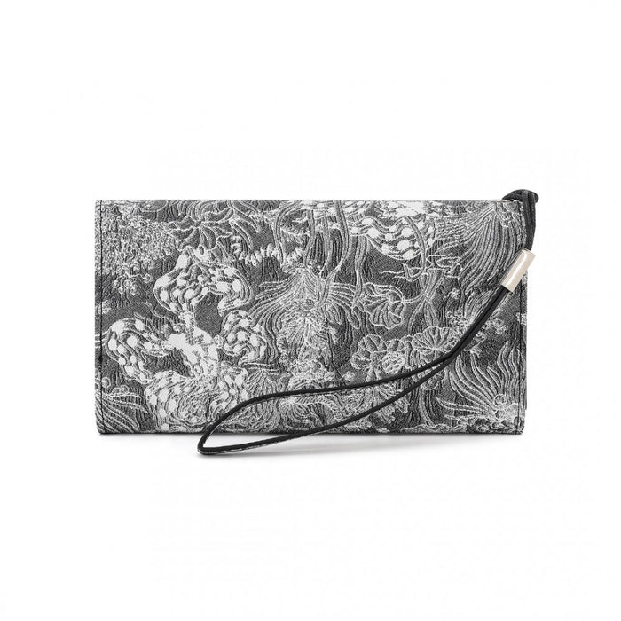 WTM2448 - Miss Lulu Elegant Women's Long Purse with Detachable Wrist Strap And Multi-Card Organizer - Black