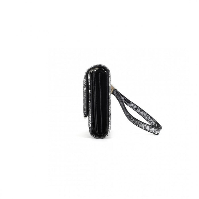 WTM2448 - Miss Lulu Elegant Women's Long Purse with Detachable Wrist Strap And Multi-Card Organizer - Black