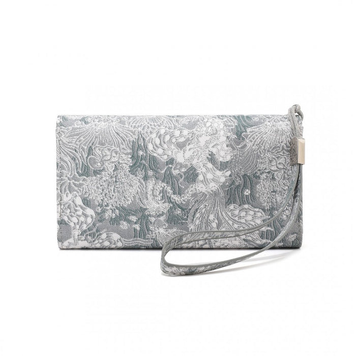 WTM2448 - Miss Lulu Elegant Women's Long Purse with Detachable Wrist Strap And Multi-Card Organizer - Grey
