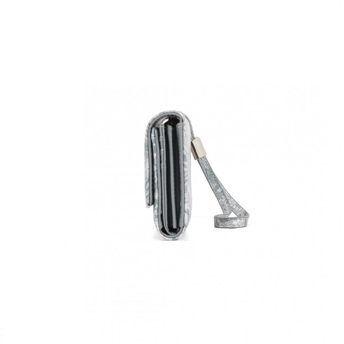 WTM2448 - Miss Lulu Elegant Women's Long Purse with Detachable Wrist Strap And Multi-Card Organizer - Grey