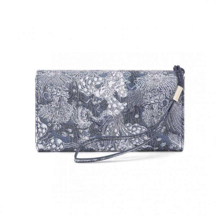 WTM2448 - Miss Lulu Elegant Women's Long Purse with Detachable Wrist Strap And Multi-Card Organizer - Navy
