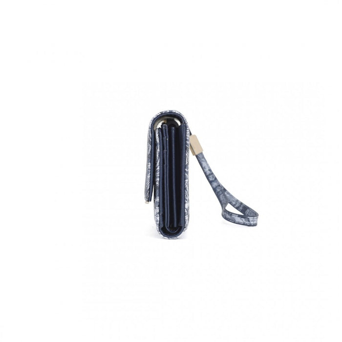 WTM2448 - Miss Lulu Elegant Women's Long Purse with Detachable Wrist Strap And Multi-Card Organizer - Navy