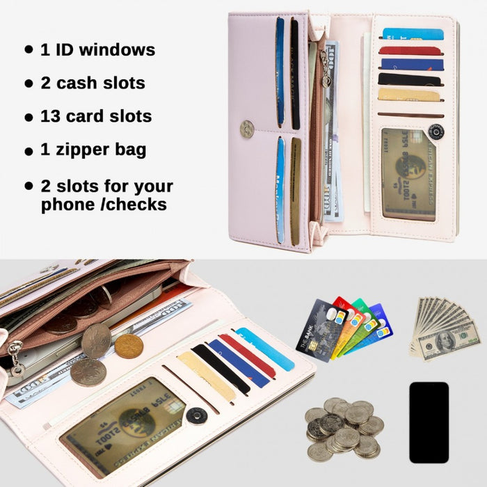 WTM2454 - Miss Lulu Sleek and Elegant Long Wallet for Women– A Timeless Accessory - Purple