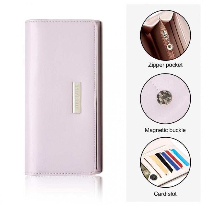 WTM2454 - Miss Lulu Sleek and Elegant Long Wallet for Women– A Timeless Accessory - Purple