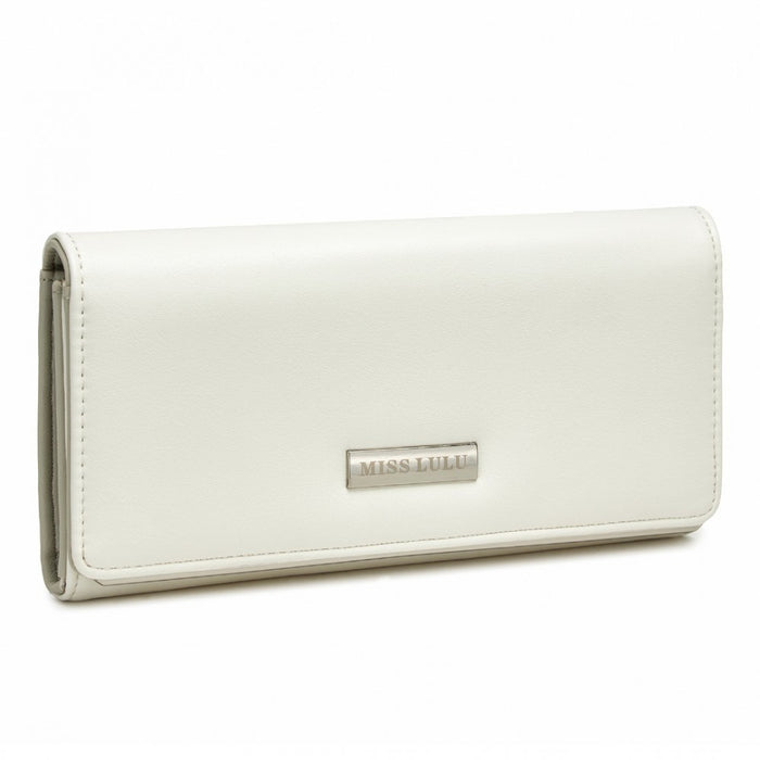 WTM2454 - Miss Lulu Sleek and Elegant Long Wallet for Women– A Timeless Accessory - White