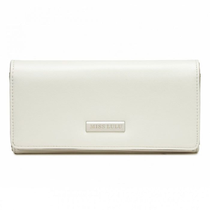 WTM2454 - Miss Lulu Sleek and Elegant Long Wallet for Women– A Timeless Accessory - White
