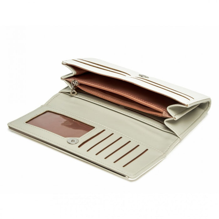WTM2454 - Miss Lulu Sleek and Elegant Long Wallet for Women– A Timeless Accessory - White