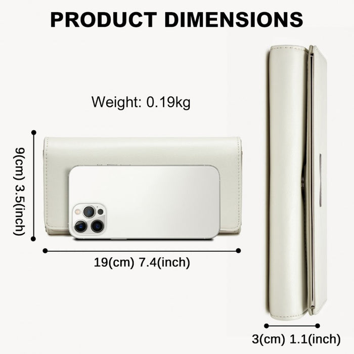 WTM2454 - Miss Lulu Sleek and Elegant Long Wallet for Women– A Timeless Accessory - White