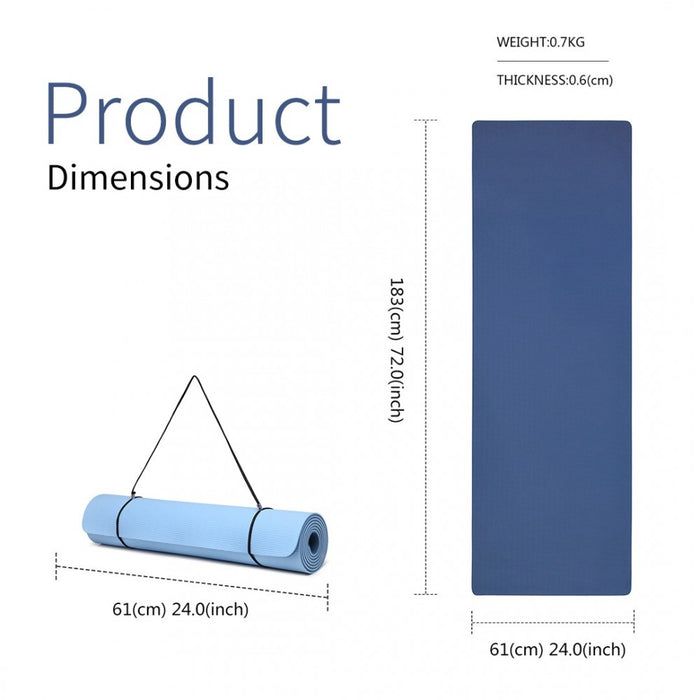 Yoga-1 - Kono TPE Non-slip Classic Yoga Mat - Navy And Blue