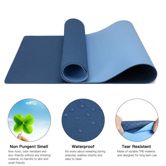 Yoga-1 - Kono TPE Non-slip Classic Yoga Mat - Navy And Blue