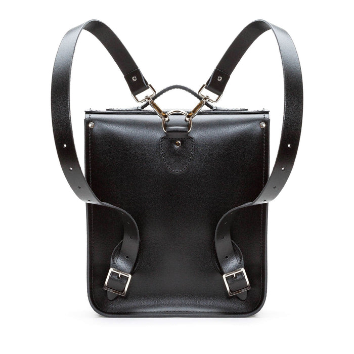 Handmade Leather City Backpack - Gothic Striped Grey & Black