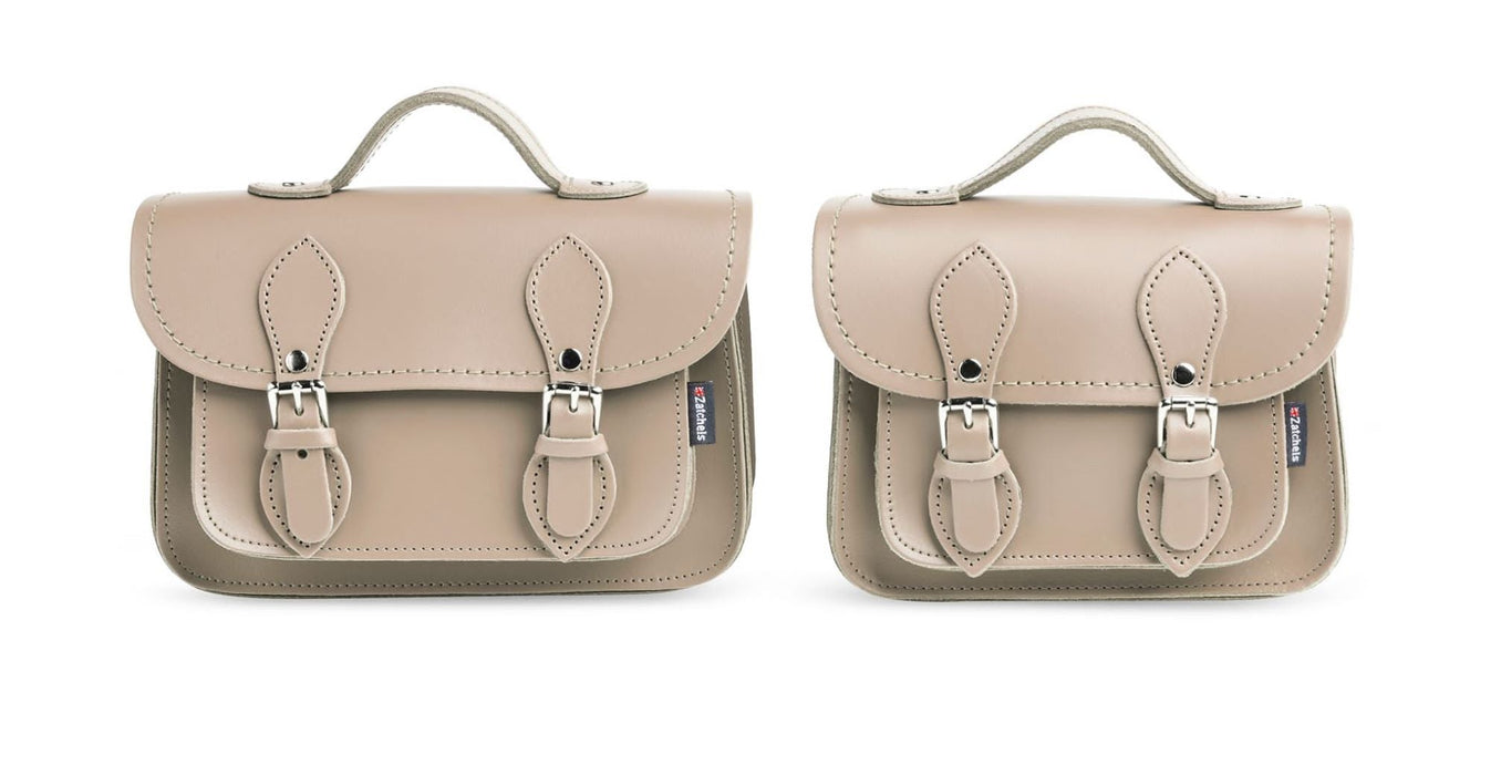 Handmade Leather Micro Satchel - Iced Coffee