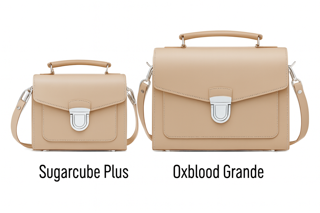 Handmade Leather Sugarcube Handbag - Iced Coffee