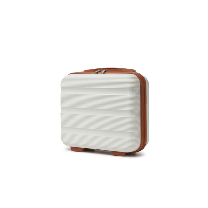 KSK2492 - Kono 12-Inch PP Hardshell Lightweight Vanity Case for Travel & Daily Use - Cream and Brown